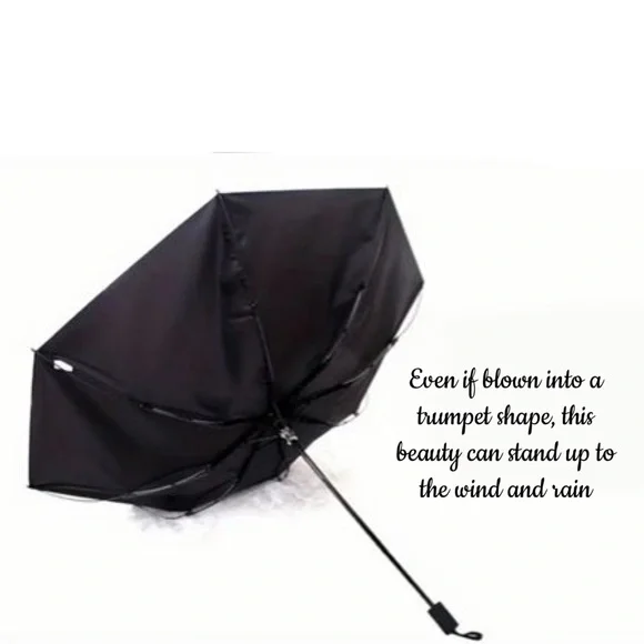 Chic Black and White Floral Umbrella, NEW, Camellia Flower